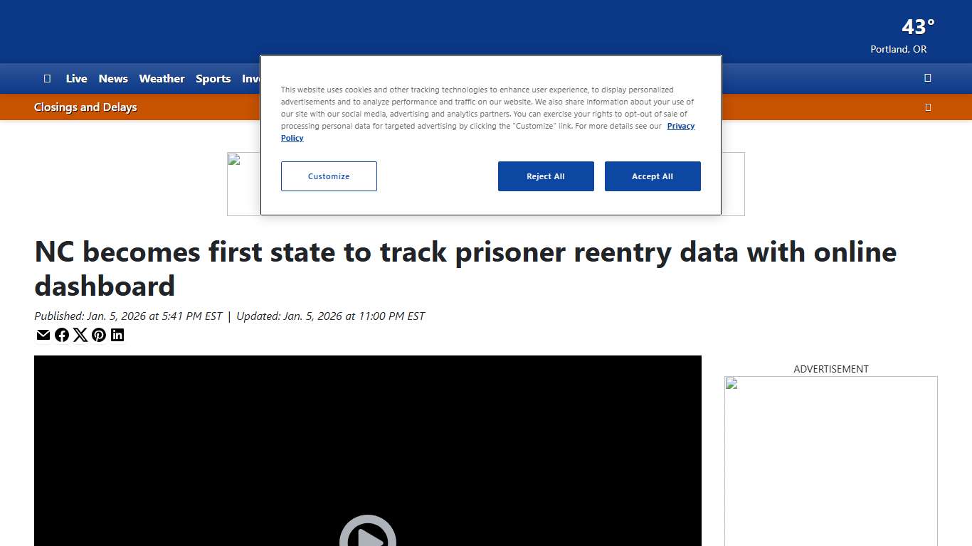 NC becomes first state to track prisoner reentry data with online dashboard